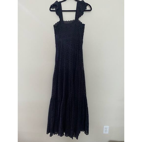 NEW Veronica Beard Black Aislin Eyelet Tiered Maxi Dress sz 00 - Picture 3 of 9